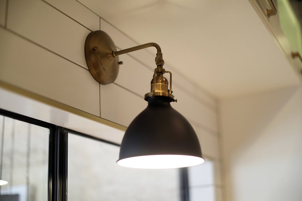 Black and gold kitchen remodel light