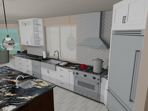 Computer rendering kitchen remodel