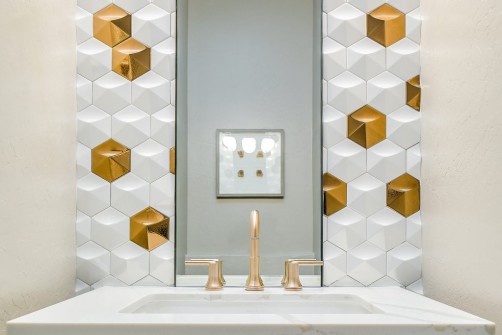 DesignBuild Remodel Contractor Gold and White Tile