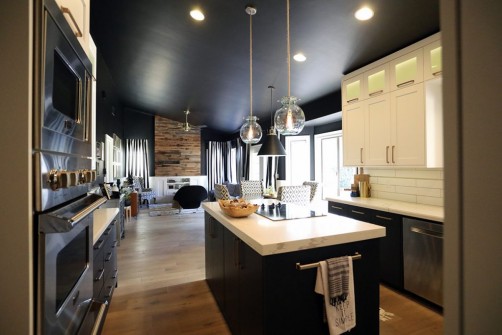 Black painted walls in kitchen remodel