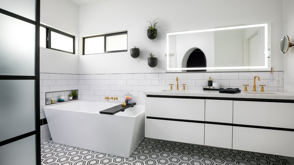 Modern Chandler bathroom remodel completed by Hochuli Design and Remodeling Team