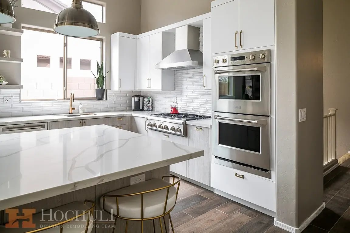 Finished Phoenix kitchen remodel by Hochuli Design & Remodeling Team.
