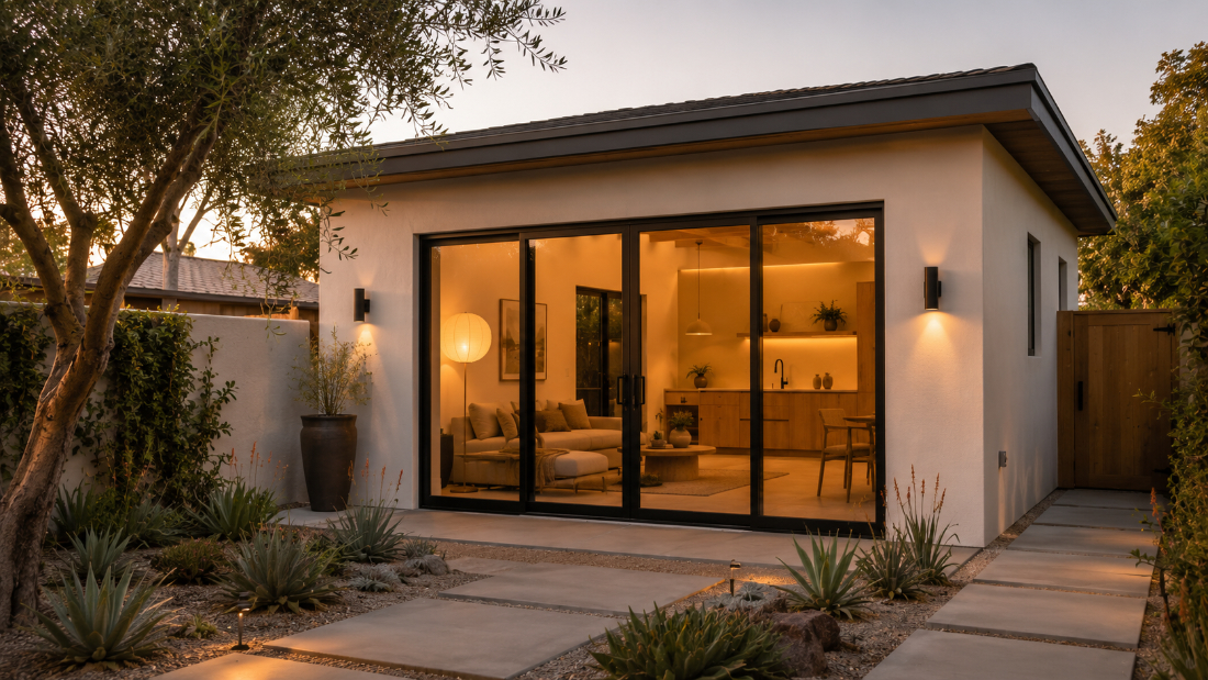 Phoenix ADU garage conversion completed by Hochuli Design and Remodeling Team in Scottsdale Arizona
