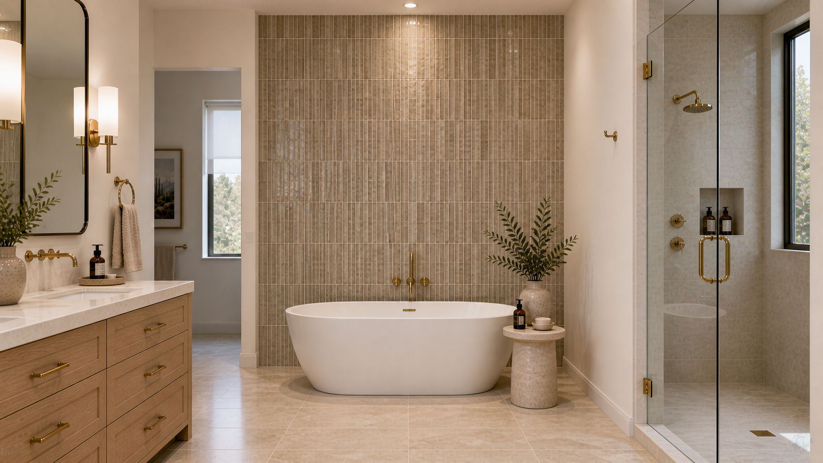 Floor, shower walls, accent wall