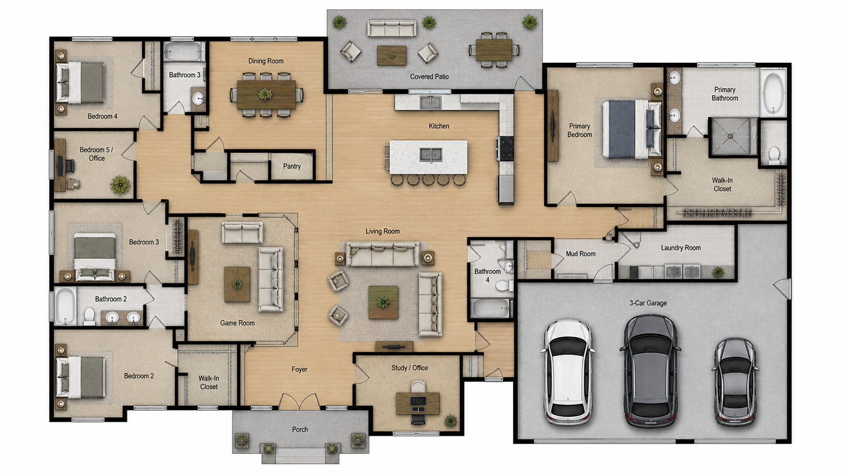 Spacious home 3,000 to 4,500 sqft